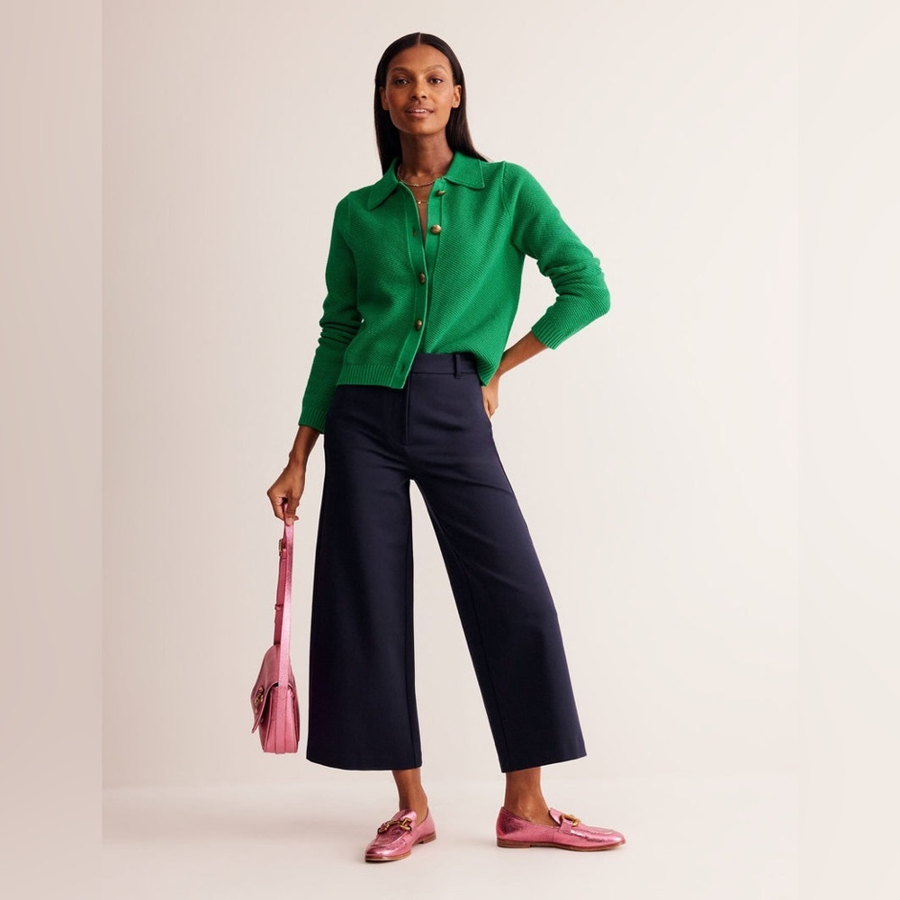 Boden Navy Wide-Leg Cropped Pants